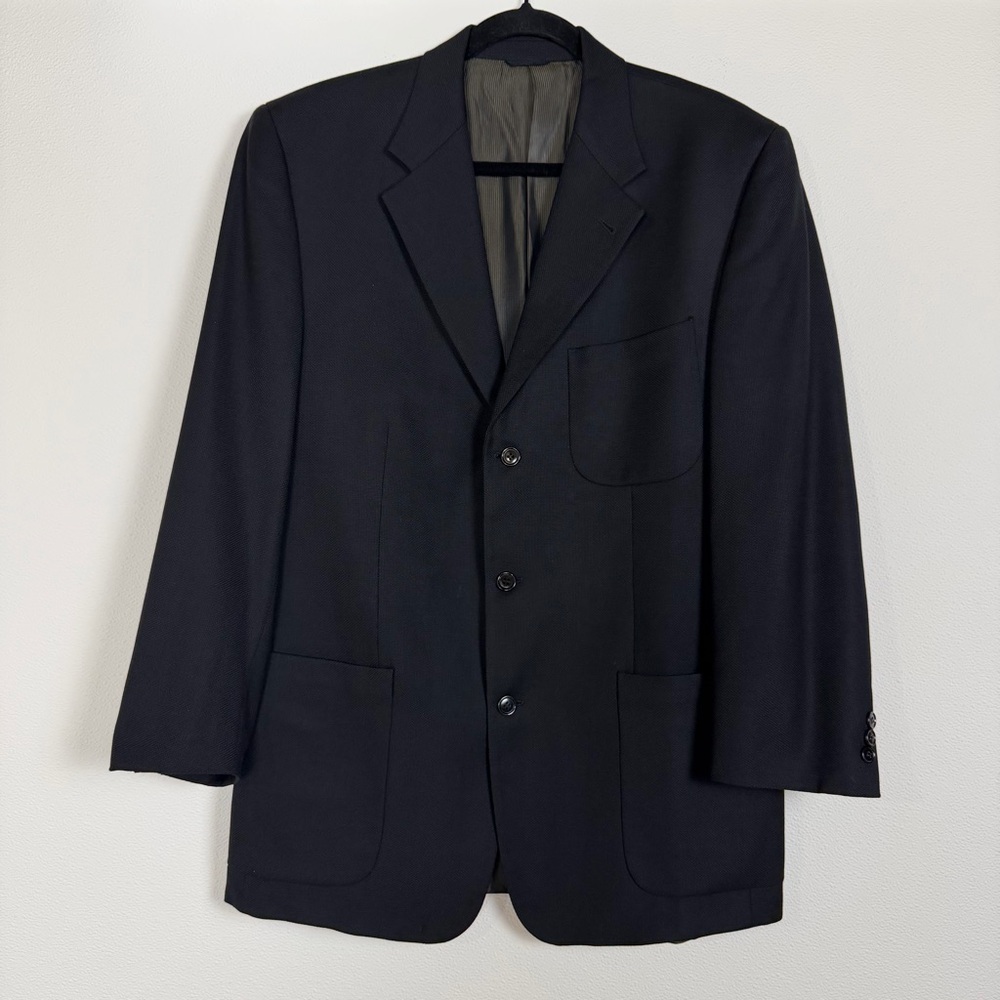 Marcello Tarantino Couture Black Tailored Blazer Mens 40R 3 Button Patch Pocket